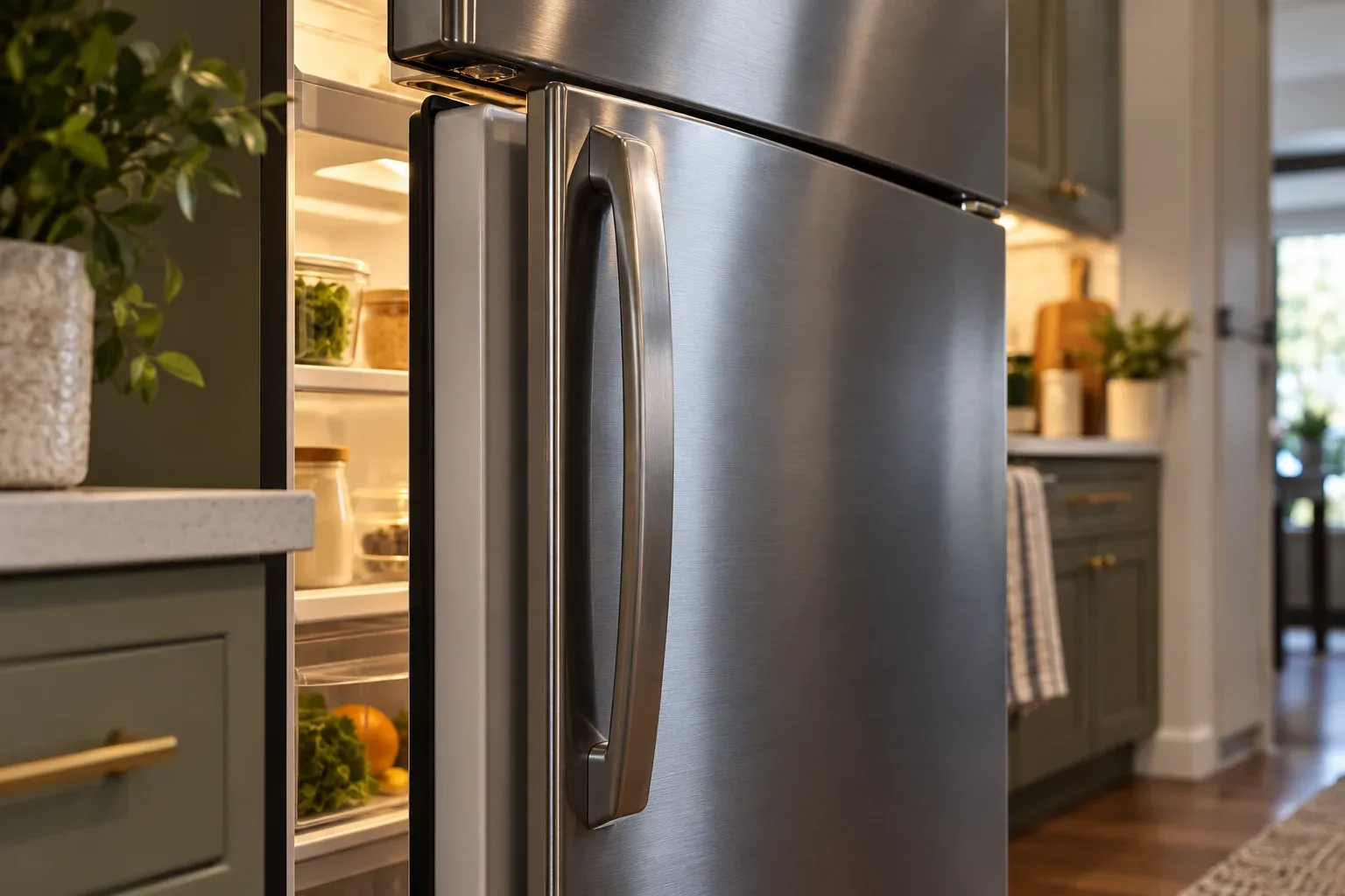 Refrigerator close-up in a residential kitchen