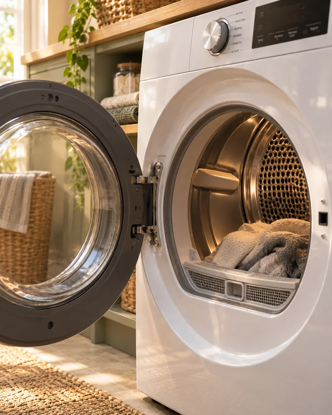 Close-up of a residential clothes dryer